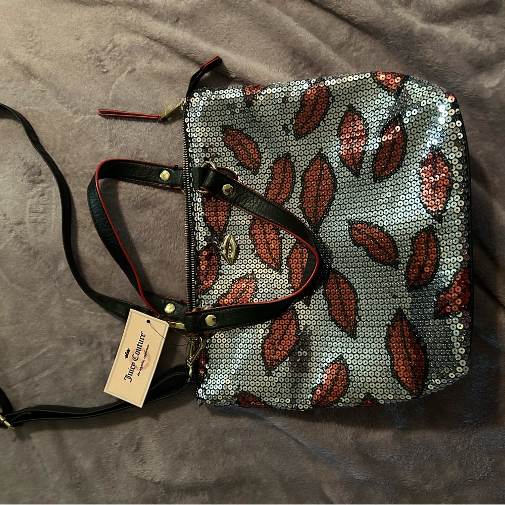 Silver and‎ Red Shoulder Bag with Elegant Design